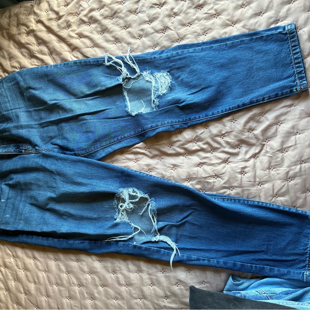 Distressed Blue Jeans
